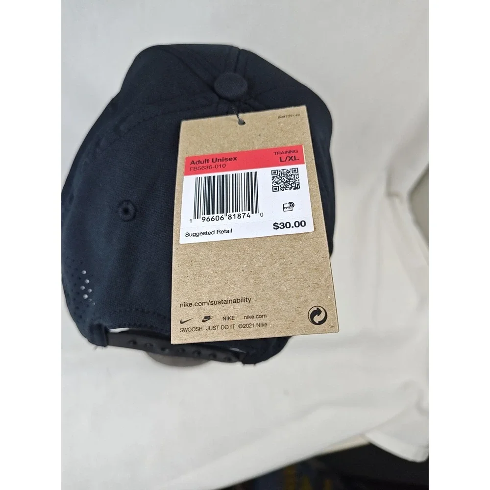 NWT Nike Dri-Fit Club Cap Swoosh Tennis Hat Black‎ Sz L/XL FB5636-010 Adjustable